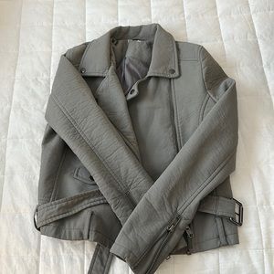 Vintage Grey Leather Jacket